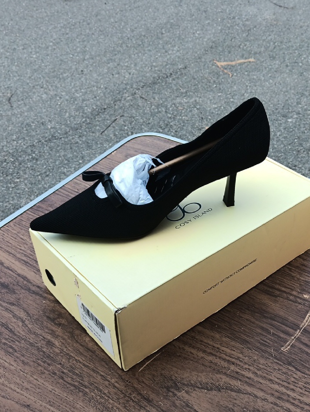 Black Pointed Bow Kitten Heel Pump